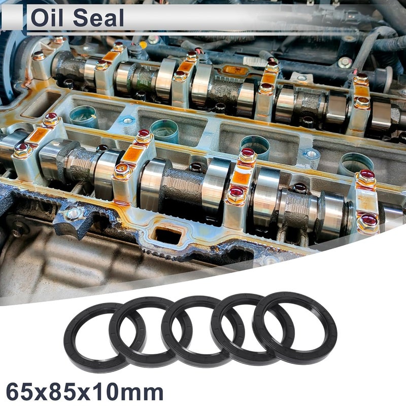 RATCHROLL Universal Oil Seal TC Double Lip W Steel Spring Seal Ring Rotary Shaft Seal 65x85x10mm High Pressure NBR Rubber Black 5 Pcs - Image 2